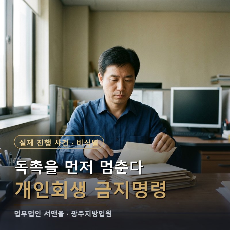 개인회생 금지명령, 신청하면 독촉 바로 멈출까?｜광주 개시 사례 — 이해를 돕기 위한 연출 이미지
